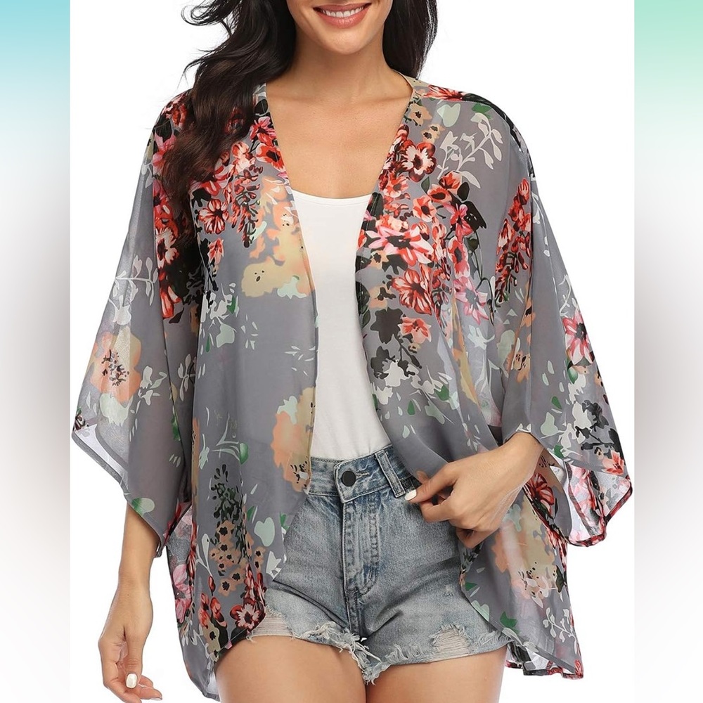💐Sheer Floral Kimono Cardigan-Small